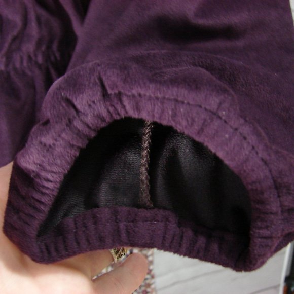 Plum Purple Microsuede Microfiber Long Sleeve Peasant Scoop Neck Top - Picture 7 of 16